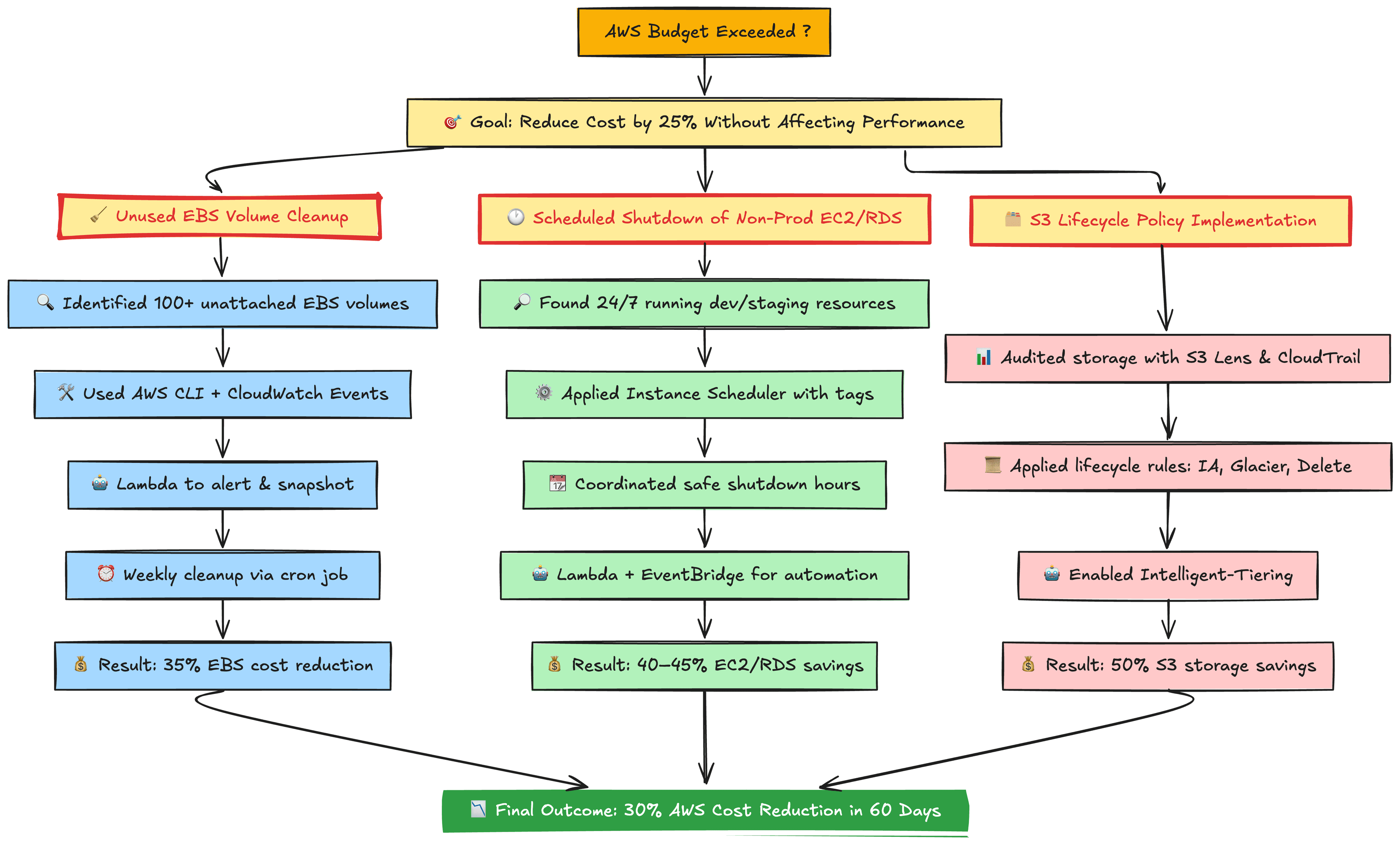 AWS Cost Optimization Strategy Flowchart